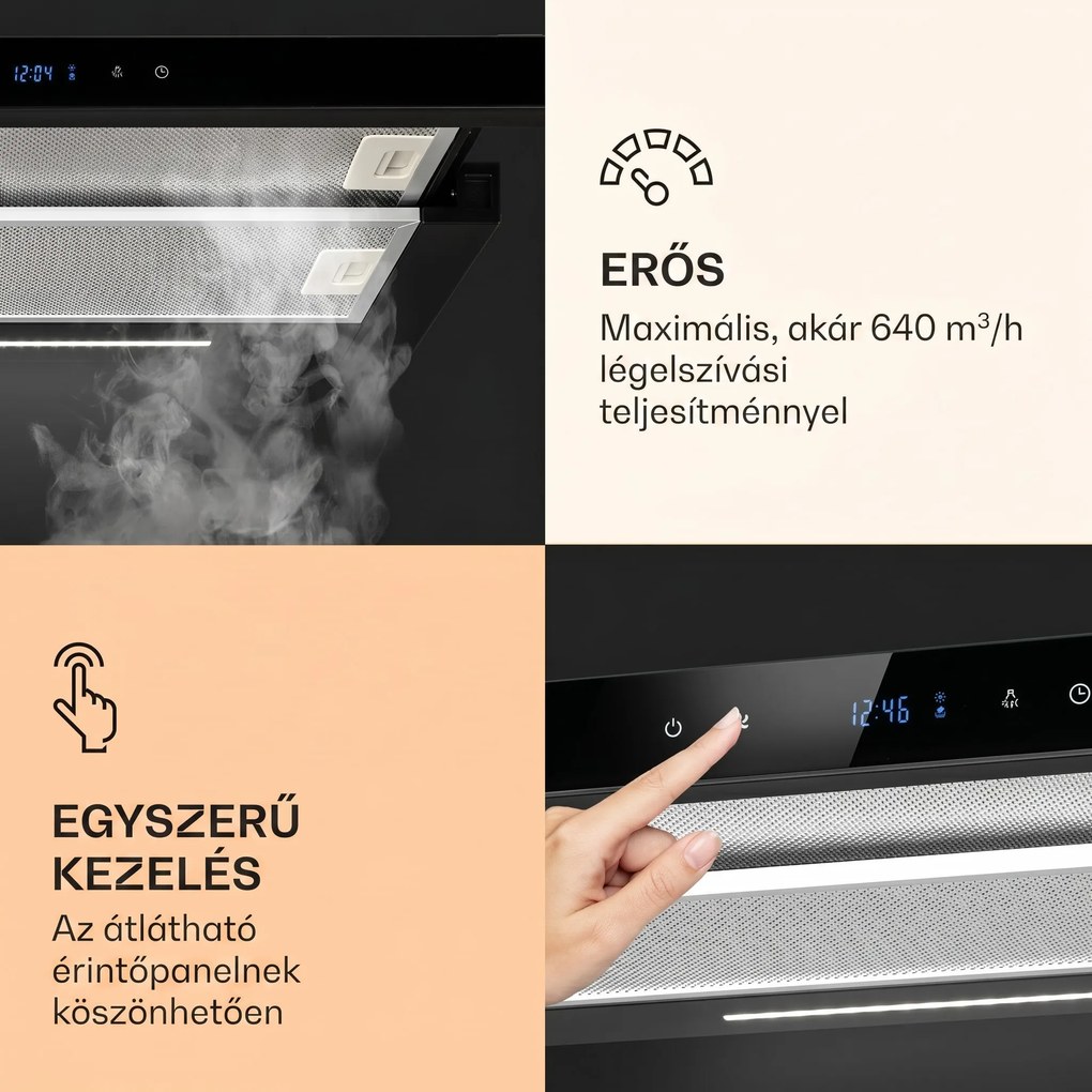 Klarstein Mariana Neo 60, kihúzható páraelszívó, 60 cm, 547 m³/ó, elszívás, LED