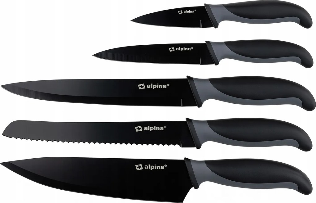 Professzionális konyhai késkészlet Alpina 5 db-os Fekete