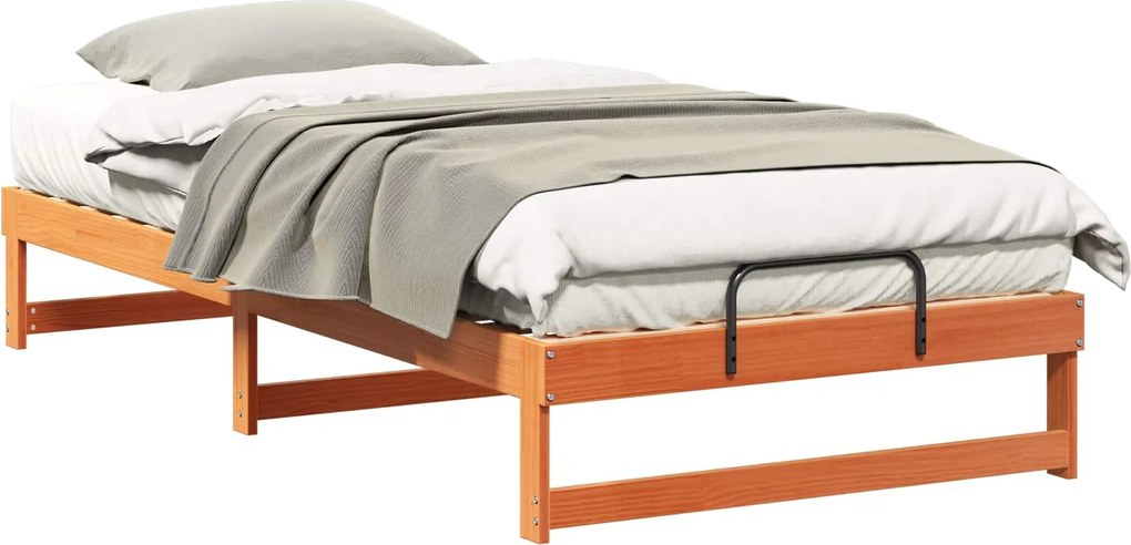 vidaXL Ágykeret Barna 100 x 210 cm Tömör fenyőfa
