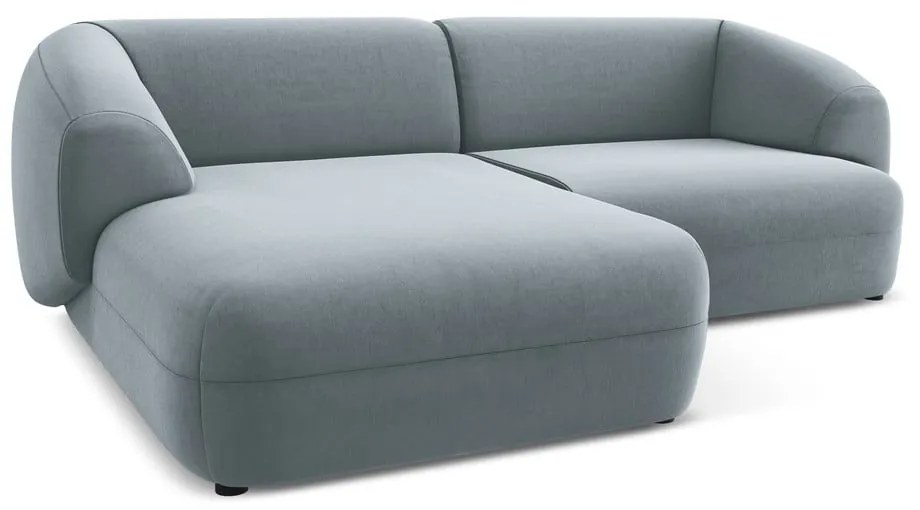 Világoskék bársony sarokkanapé (bal oldali) Moana – Makamii