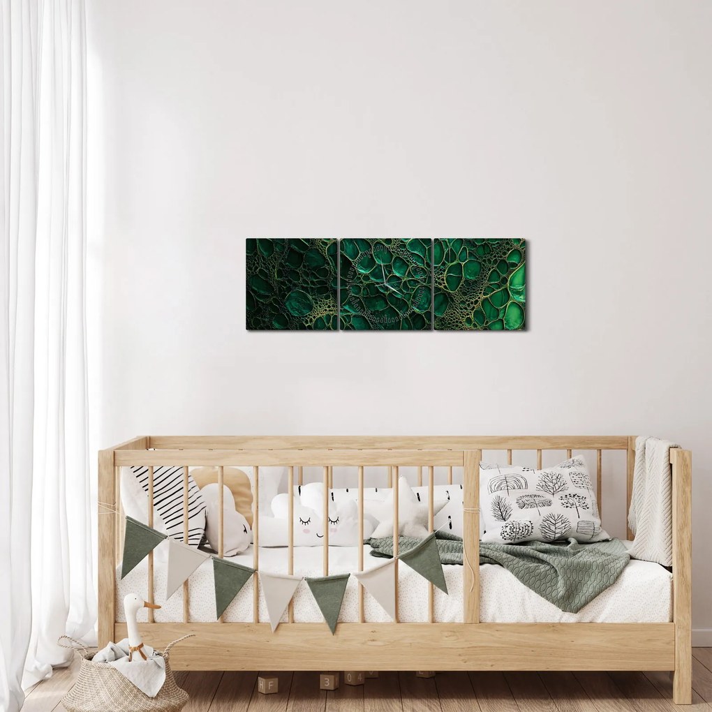 Kép - Zöld mikroszkópos kép (órával) (90x30 cm)