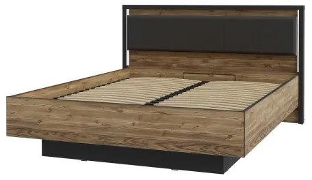 Franciaágy tárolóval OREN 160x200 cm barna/fekete