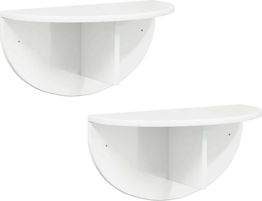 vidaXL Falpolc 2 pcs Magas Fényű Fehér 48 x 24 x 24 cm Faanyag