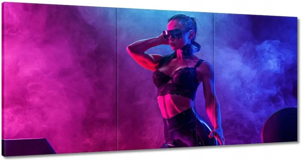 Vászonkép 60x30 DJka Nő Dj Füst Pár