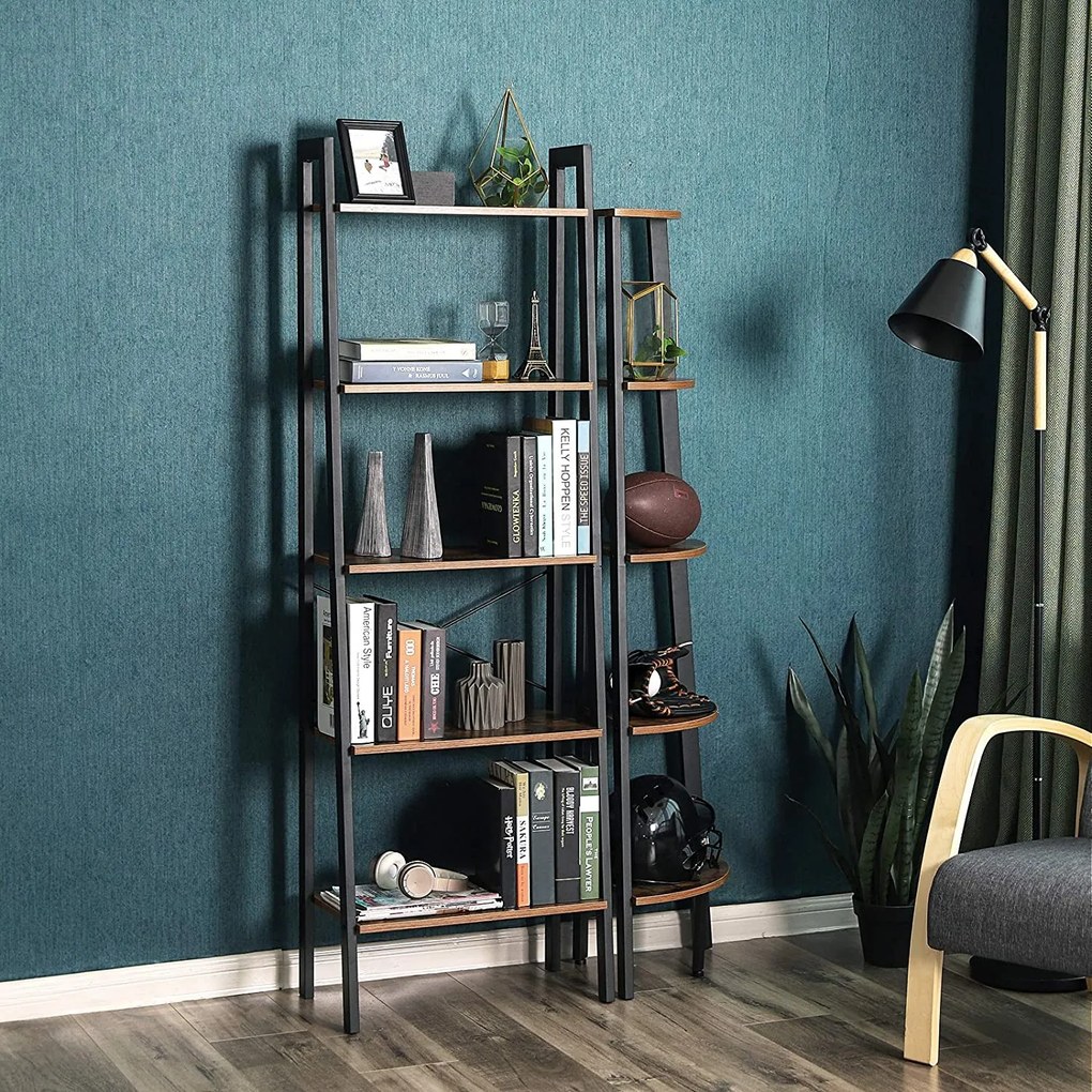 Könyvespolc TAYLOR 5 polc 172x56 cm, rusztikus barna