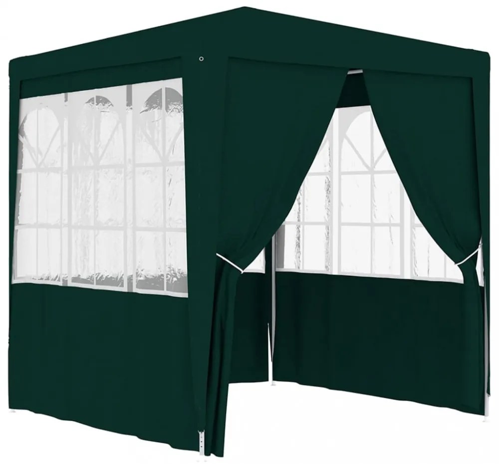 zöld rendezvénysátor oldalfalakkal 2 x 2 m 90 g/m²