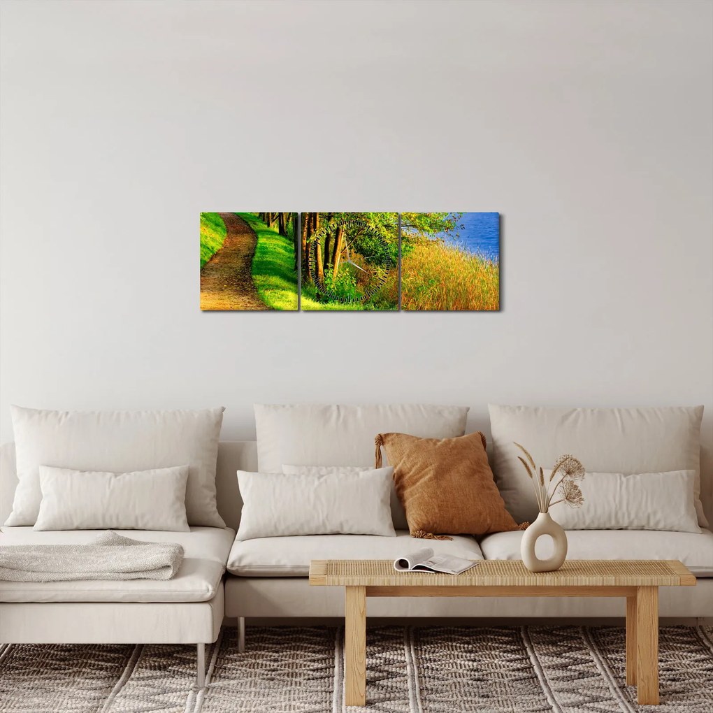 A víz menti sétányok képe (órával) (90x30 cm)