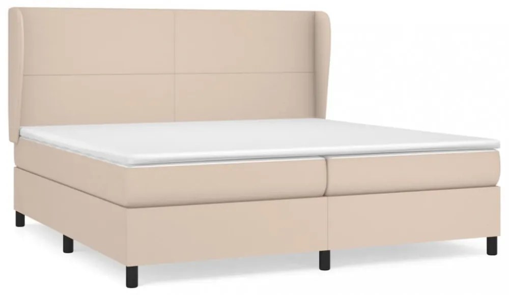 cappuccino színű műbőr rugós ágy matraccal 200 x 200 cm