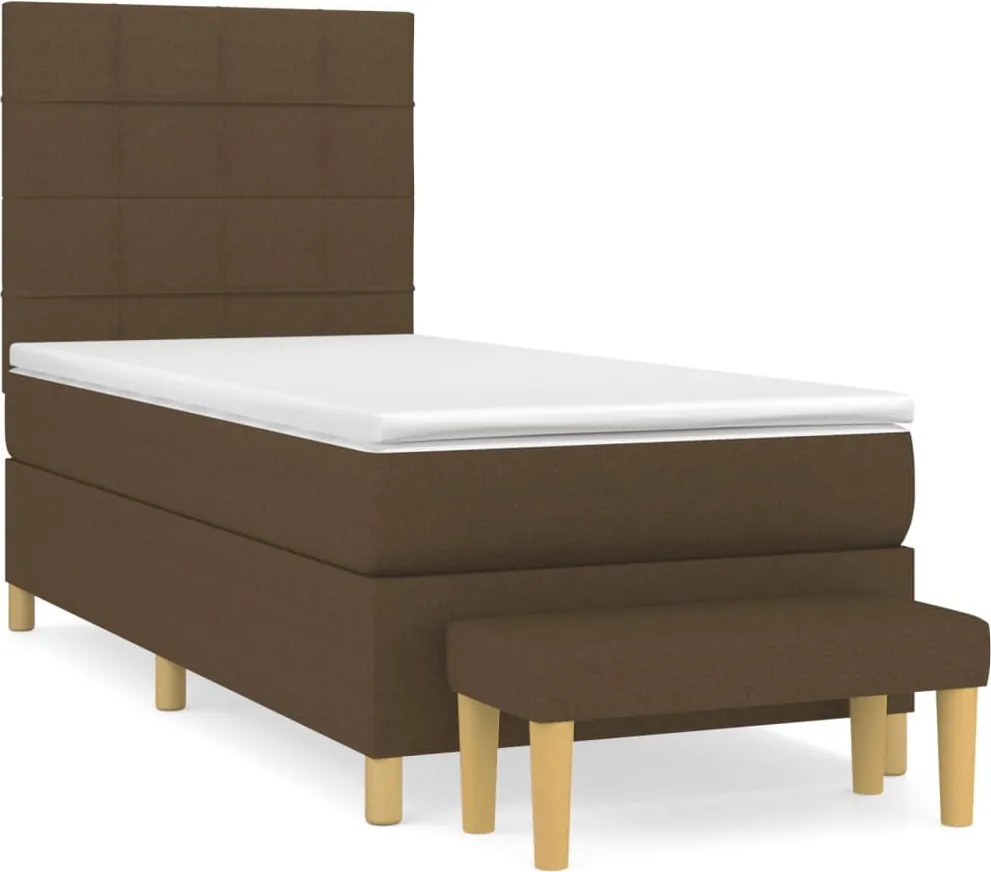vidaXL sötétbarna szövet rugós ágy matraccal 90 x 200 cm