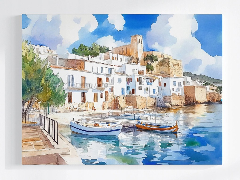 Poszter Spanyolország Ibiza Város Kikötő Hajók Tenger 100x75