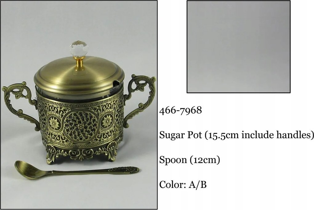 Cukortartó aranyszínű fém plattírozott kanál