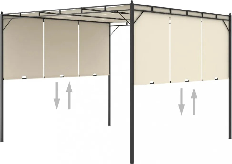 krémszínű kerti pavilon oldalfüggönnyel 3 x 3 x 2,25 m