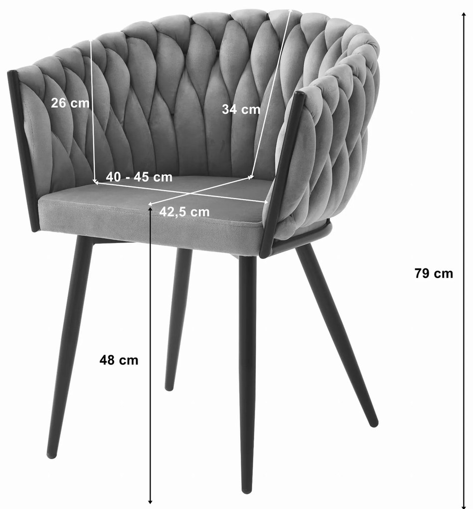 Bársony étkezőfotel ORION VELVET fekete lábakkal, világosszürke