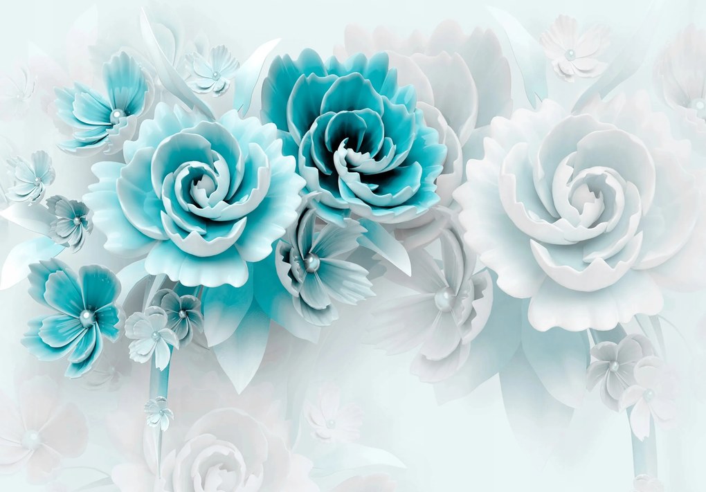 Fotótapéta Levelek virágok Rózsák bazsarózsa 416 x 254