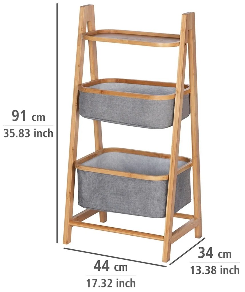 Wenko Bambusz polc 1 polccal és 2 kosárral Bahari, 91 x 34 x 44 cm