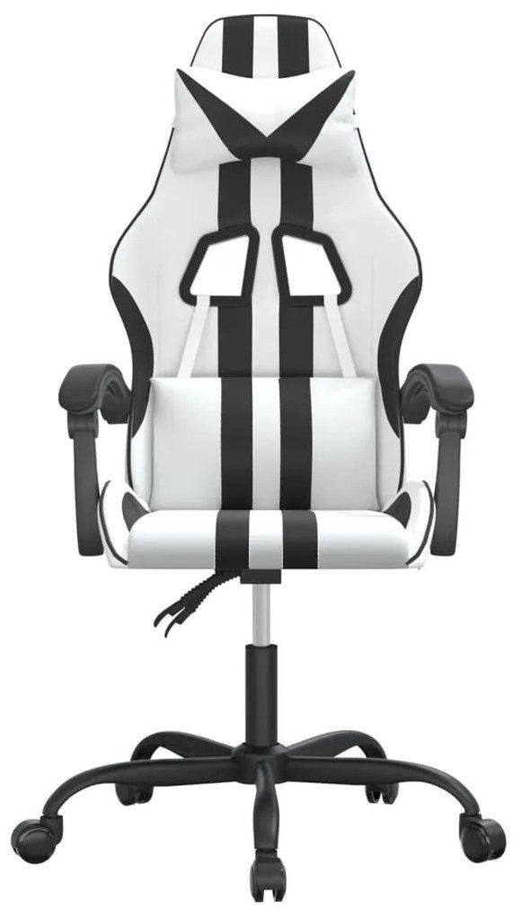 fehér és fekete műbőr forgó játékszék