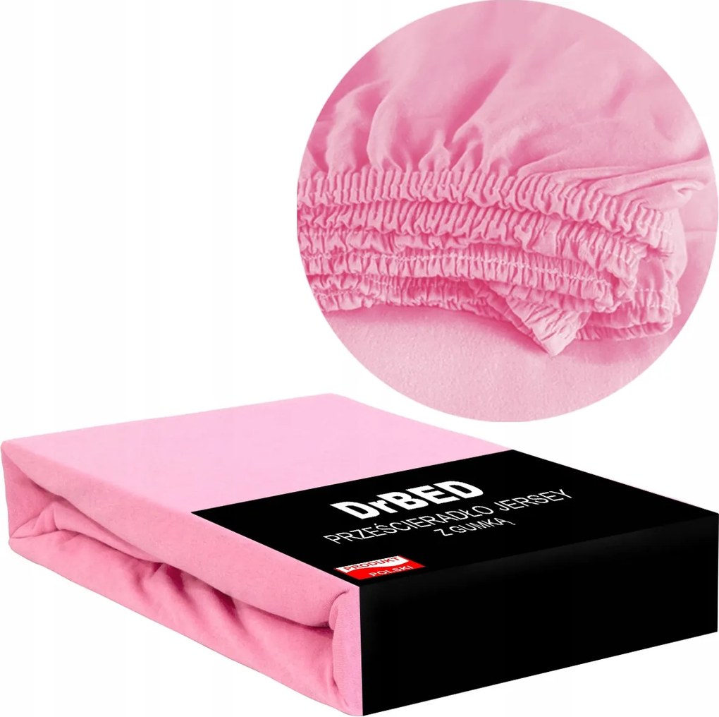 Jersey gumis lepedő 180x200 Kíméletes Bőr Légáteresztő Rózsaszín