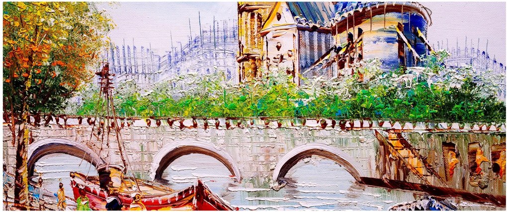 Kép - Olajfestmény a városról (120x50 cm)