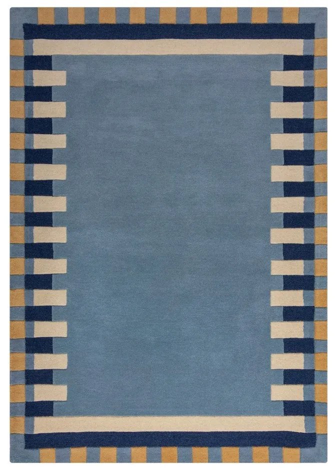 Kék kézi szövésű gyapjú szőnyeg 120x170 cm Kai Wool Border – Flair Rugs