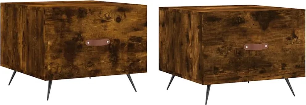 vidaXL 2 db füstös tölgy szerelt fa dohányzóasztal 50 x 50 x 40 cm