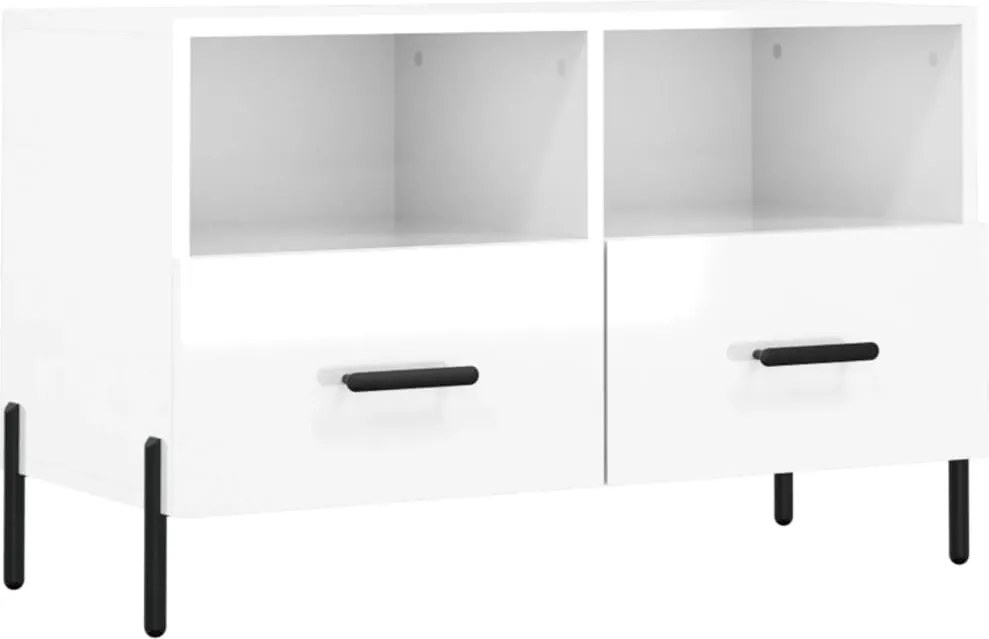 vidaXL fehér magasfényű szerelt fa TV-szekrény 80x36x50 cm