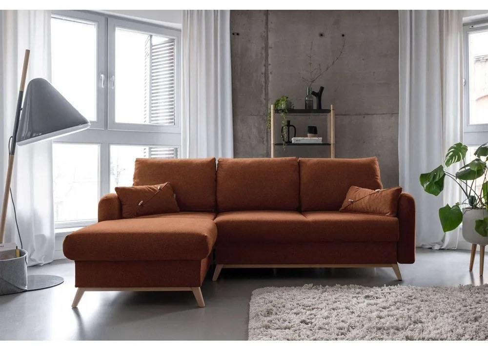 Scandic Lagom tégla-narancssárga kinyitható sarokkanapé, bal oldali - Miuform