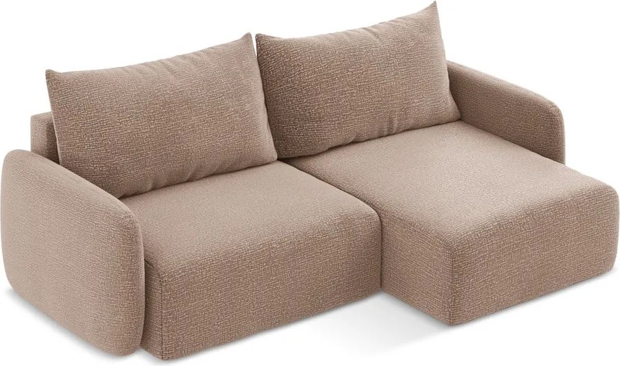 Világosbarna kinyitható-tárolóhelyes sarokkanapé (jobb oldali) Kalena – Makamii