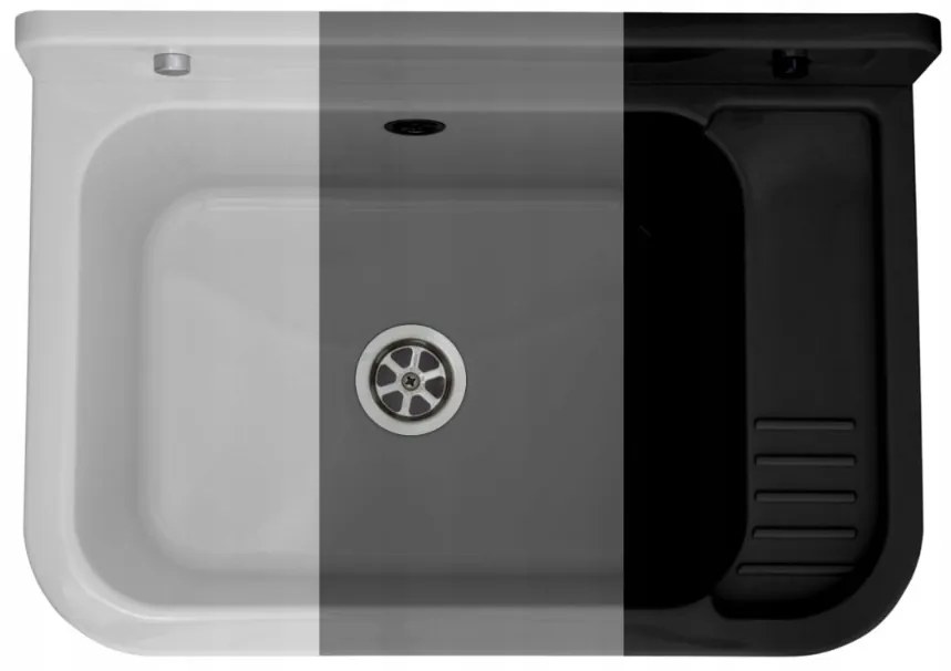 Mosogató Quality Universe, univerzális műanyag mosogató 50x34x31 cm + szifon, 1 kamrás, fekete, SKQ-KGK50-BK