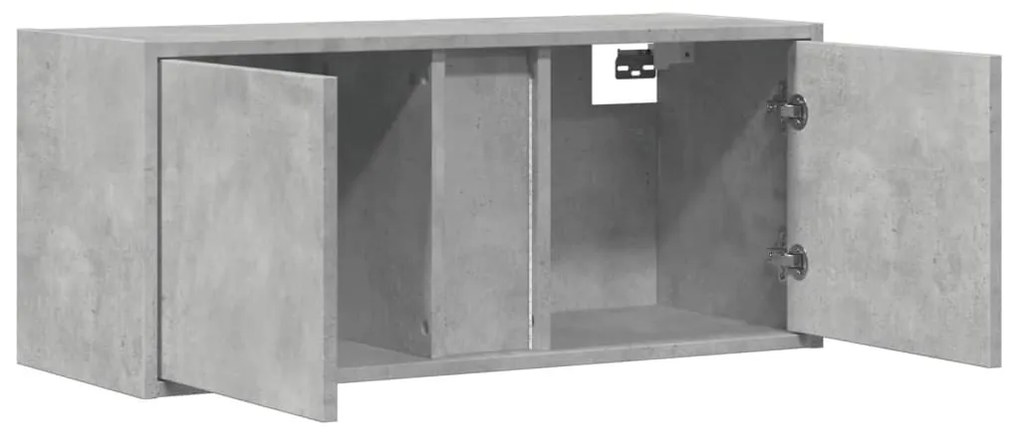 betonszürke falra szerelhető TV-szekrény LED-del 80x31x35 cm
