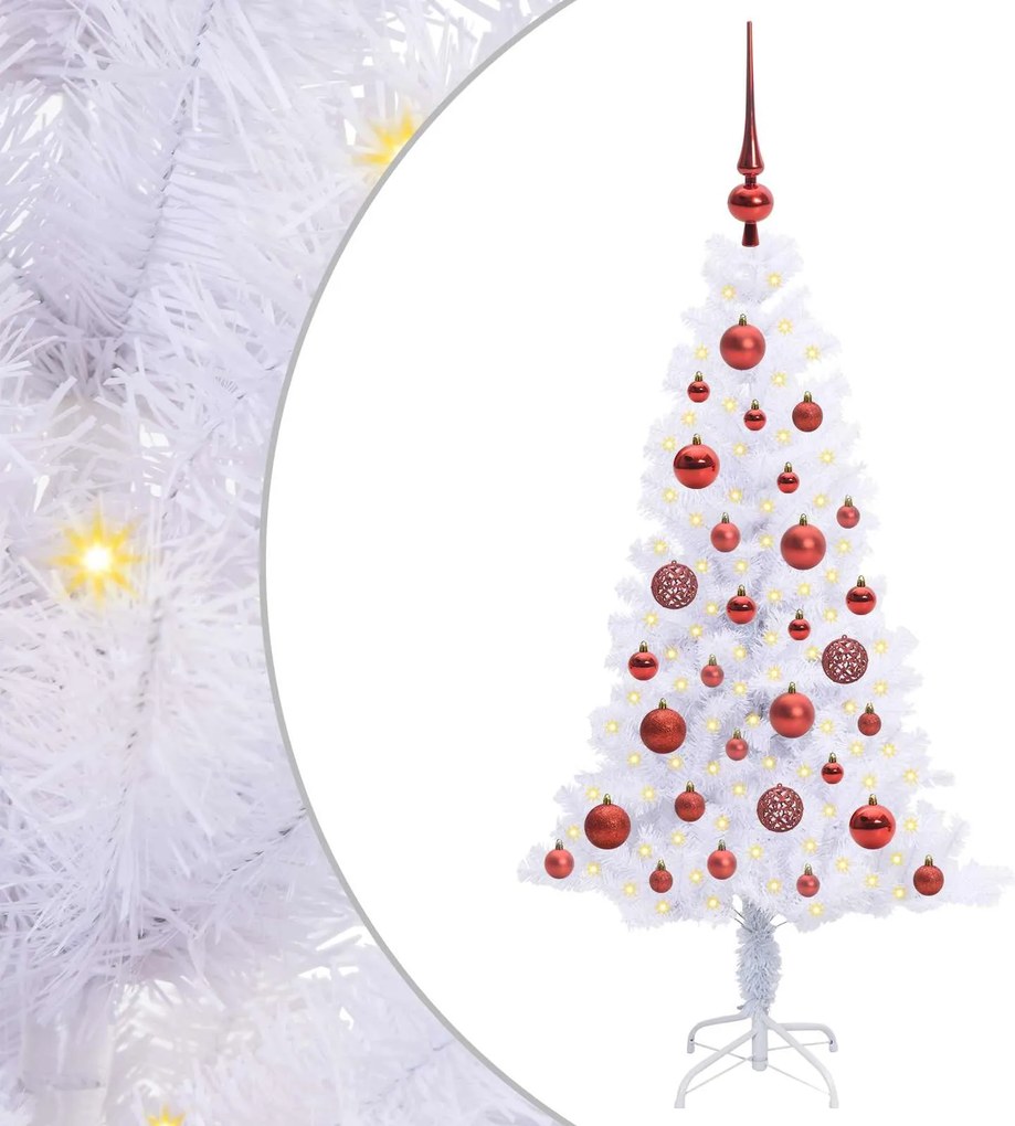 vidaXL Mű karácsonyfa 150 LED-del állvánnyal Fehér 120 cm PVC és Acél