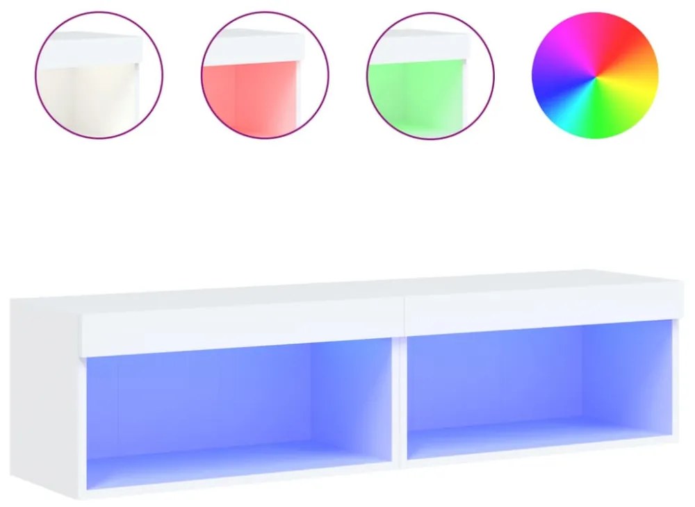 2 db fehér TV-szekrény LED-világítással 60 x 30 x 30 cm
