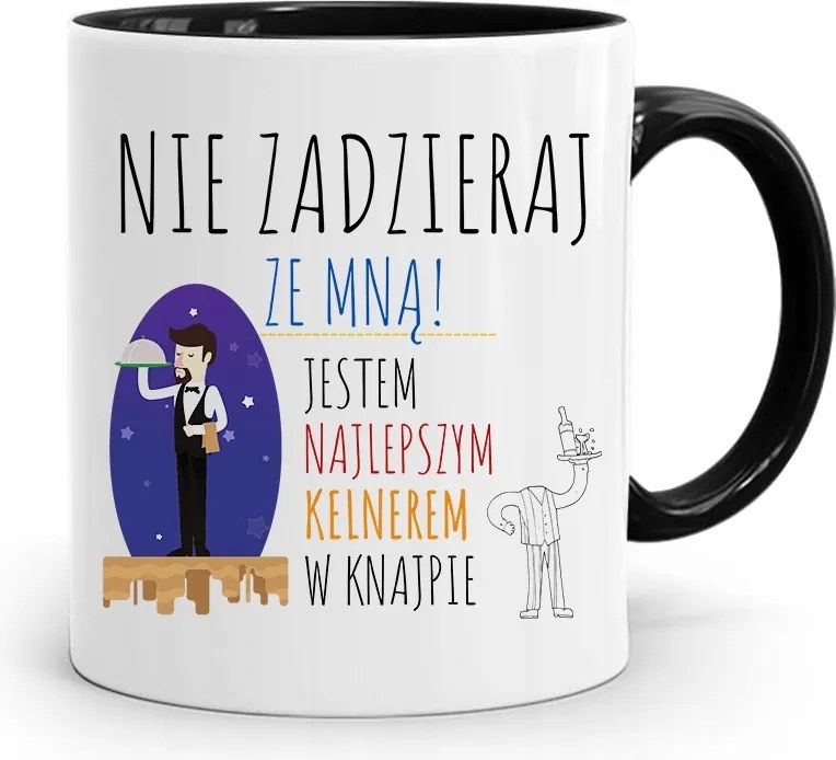 Pincérnek Fekete Bögre Ne Szórakozz Velem fényképes nyomtatással