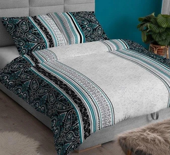 Pamut szatén ágynemű 140x200+70x90 Magda türkiz