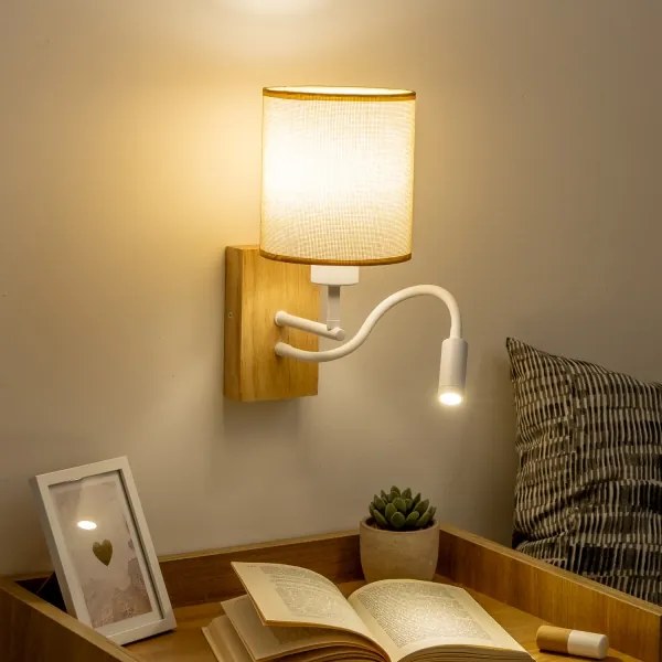 Brilagi - LED Fali lámpa NUBILA WOOD 1xE27/25W/230V +LED/3W tölgy/világosbarna