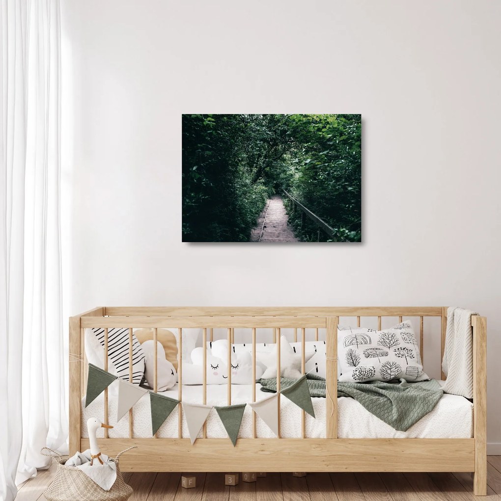 Üveg kép - Az erdőn át vezető út (70x50 cm)
