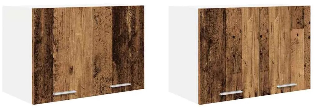 Függő szekrény Riga 2 pcs Régi fa és fehér 60 x 31 x 40 cm