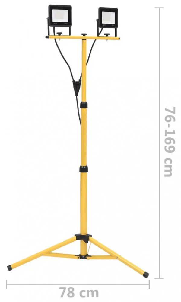 hideg fehér fényű háromlábú LED-es reflektor 2 x 30 W