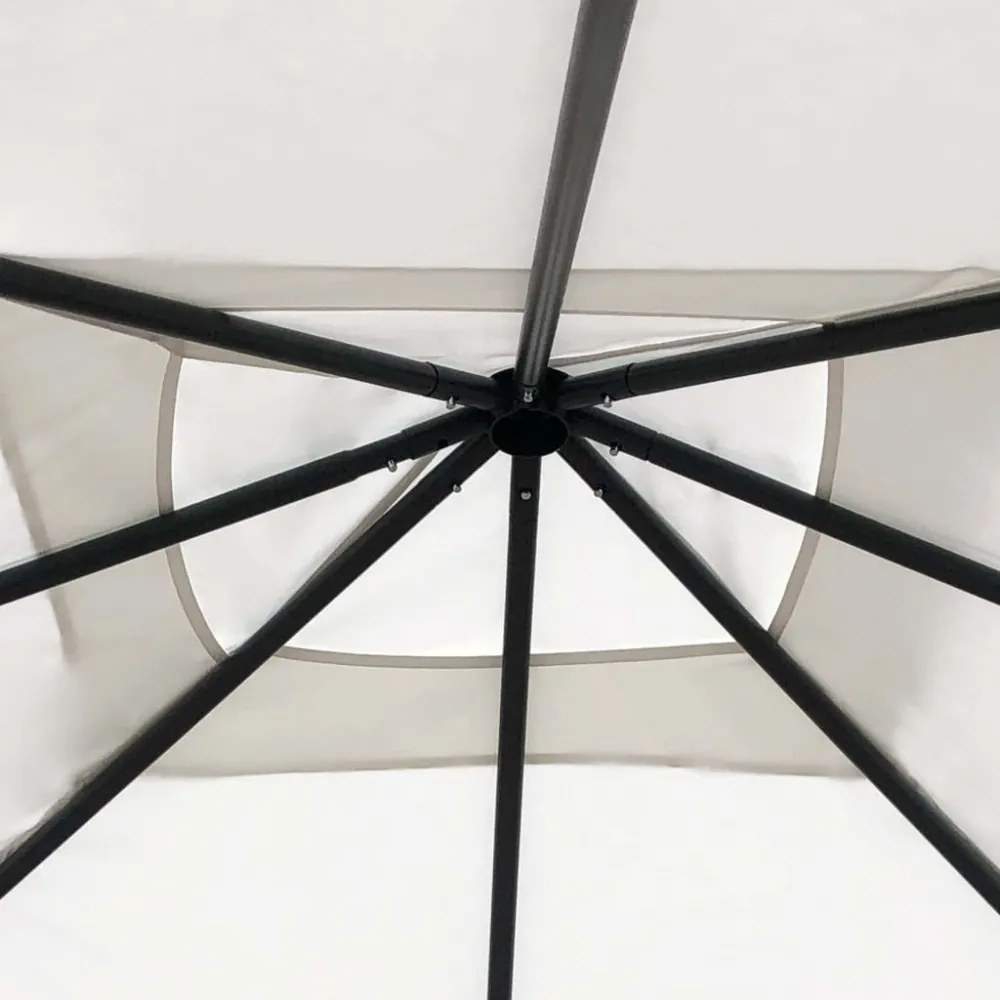 krémszínű pavilon oszlop takarókkal 3 x 3 x 2,6 m 160 g/m²