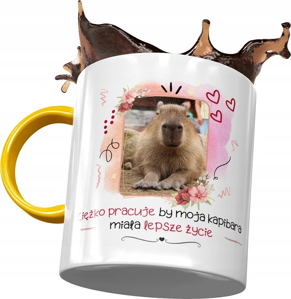 Sárga Kapibara Bögre Születésnapra Névnapra Ajándék Nyomtatott Fotóval