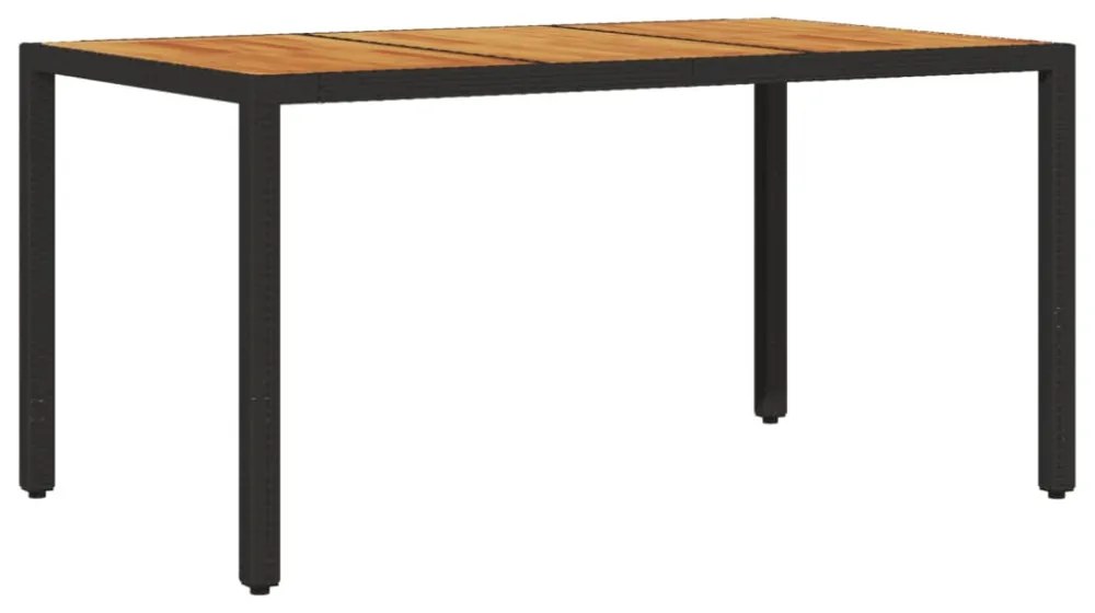 vidaXL5részes fekete polyrattan/akácfa kerti étkezőgarnitúra párnákkal