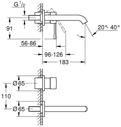 GROHE 19408GL1 - ESSENCE kétlyukú mosdócsaptelep, 183 mm, arany