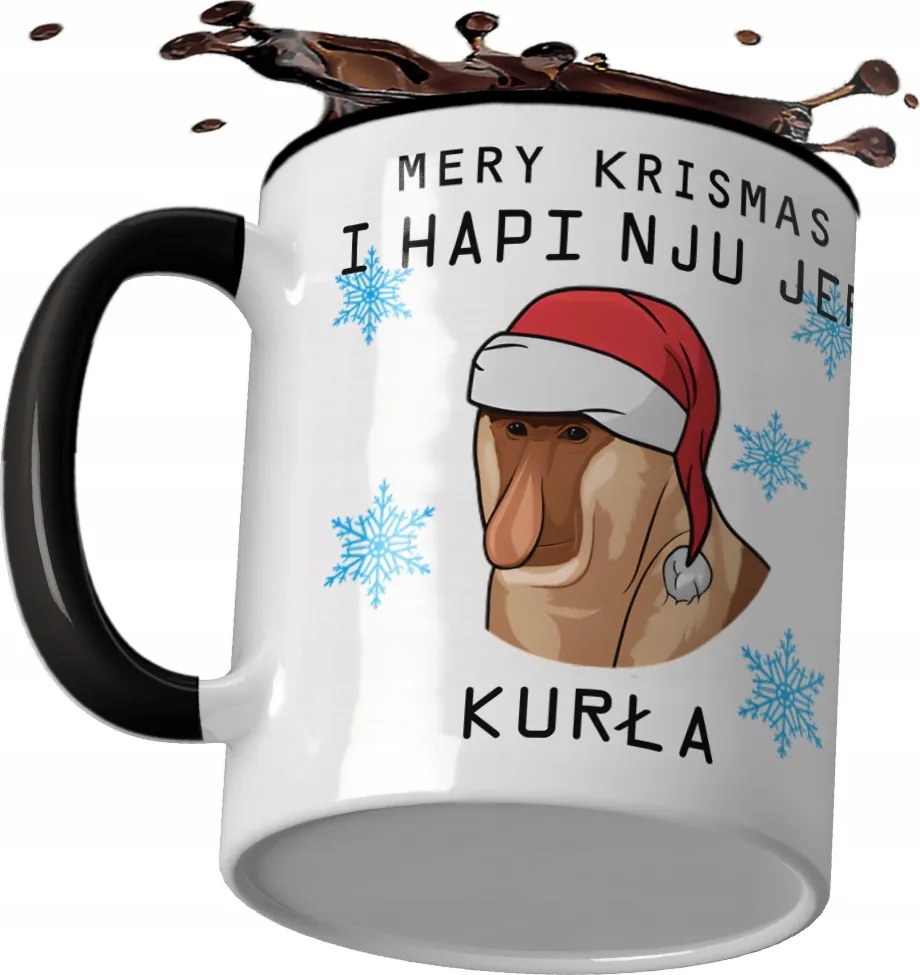 Ajándék Bögre Orrszarvú Meri Krismas Janusz Orrszarvú Mém Karácsonyi