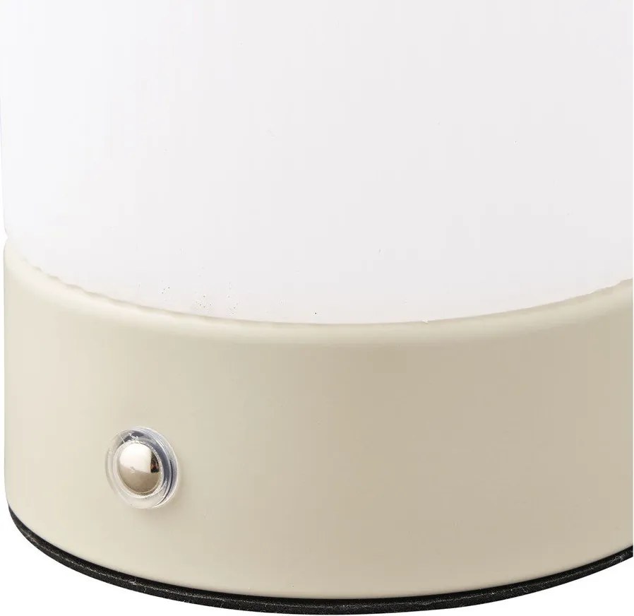 Fehér-szürkésbarna fém asztali lámpa műanyag búrával (magasság 18 cm) Ashford – House Nordic