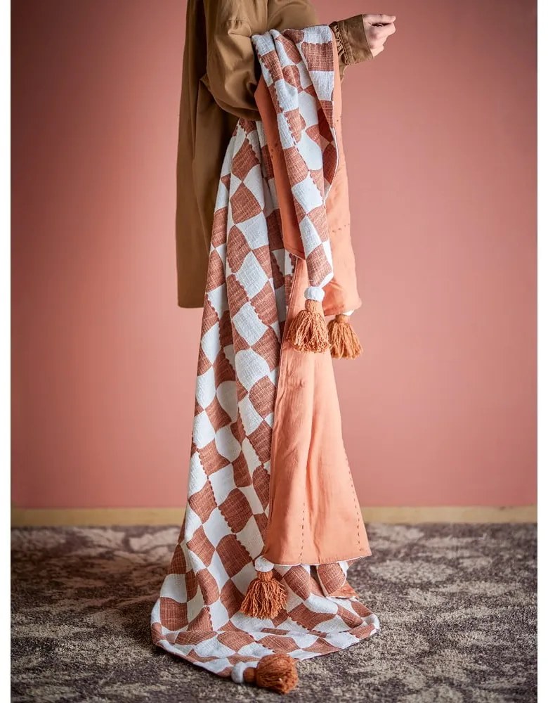 Barna-bézs pamut takaró 130x150 cm Chola – Bloomingville