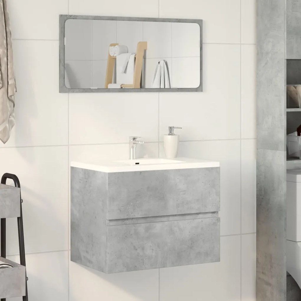 Betonszürke szerelt fa fürdőszobaszekrény 60 x 38,5 x 45 cm