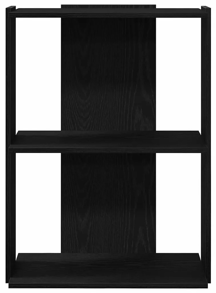 3 szintes fekete szerelt fa könyvespolc 60x30x80 cm