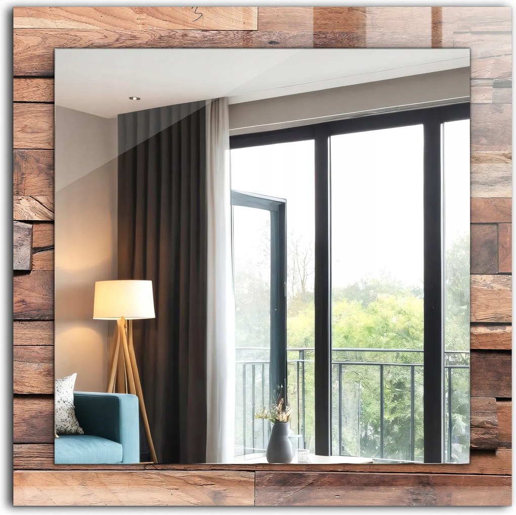 Falra akasztható dekoratív tükör Fa panelfal 60 x 60 cm