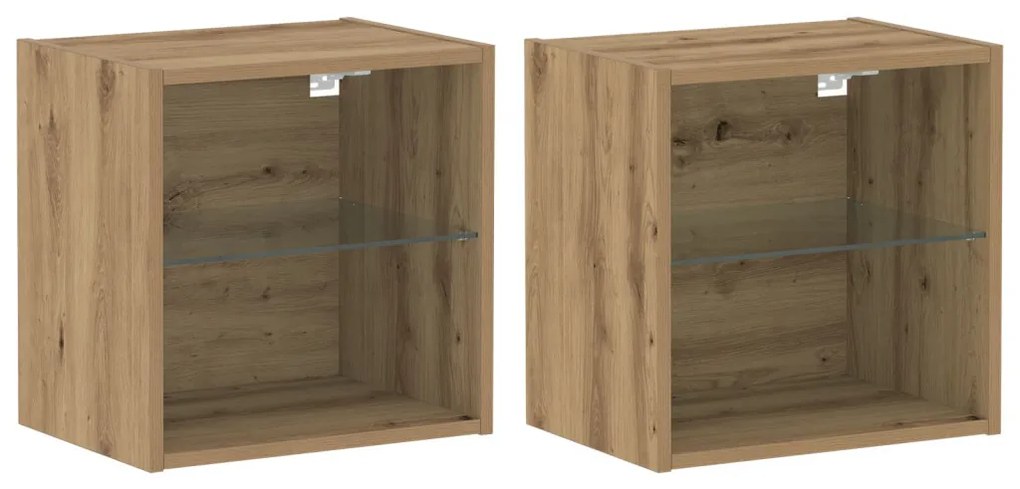 lebegő polc 2 db Kézműves tölgy 40x28.5x40 cm Szerelt fa
