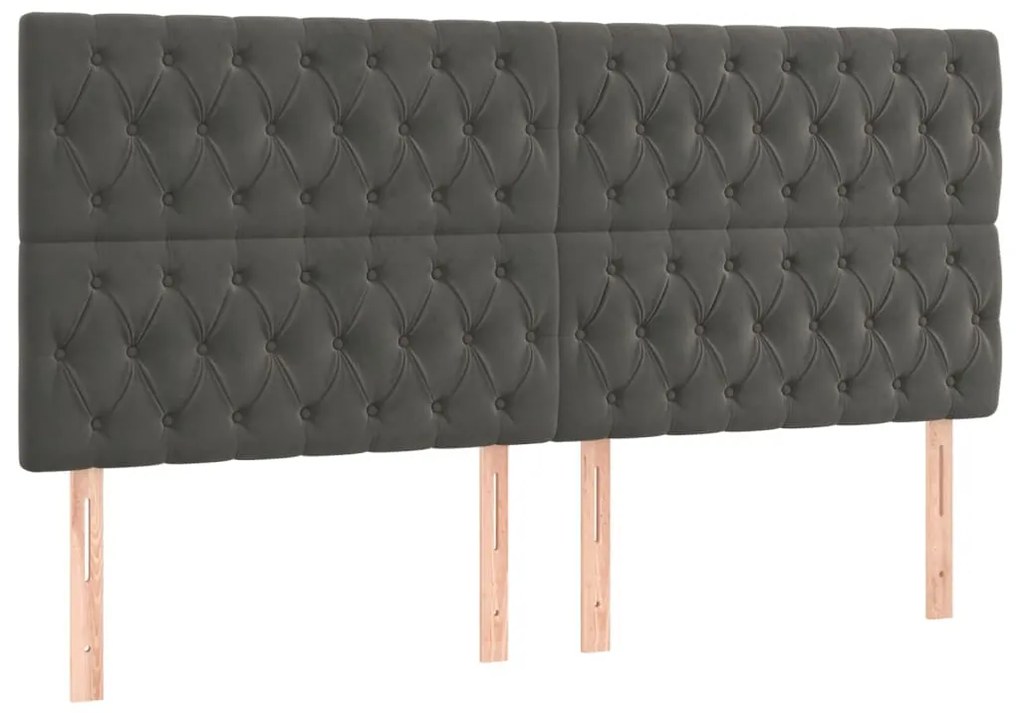 4 db sötétszürke bársony fejtámla 100x7x78/88 cm