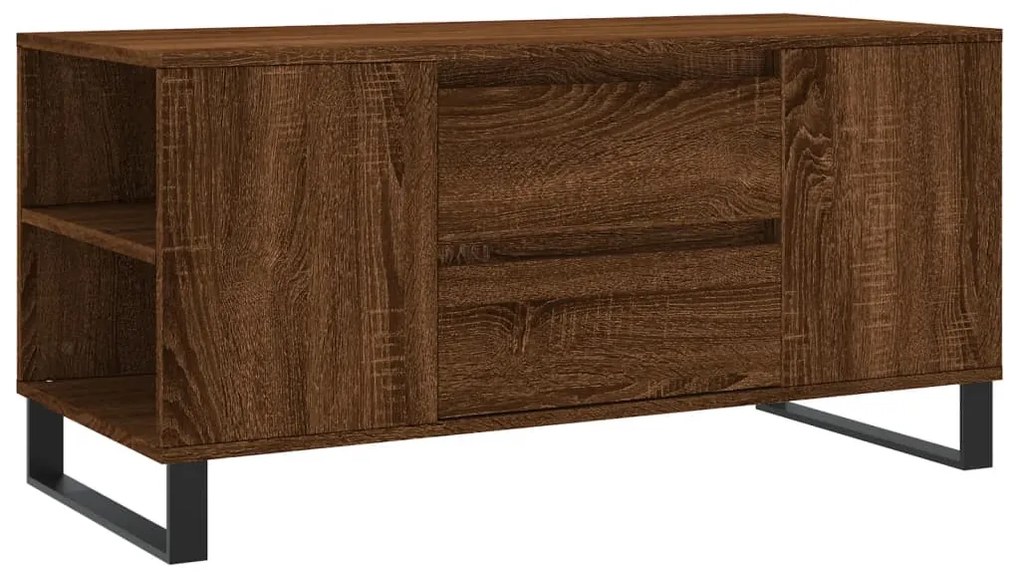 Barna tölgyszínű szerelt fa dohányzóasztal 102 x 44,5 x 50 cm